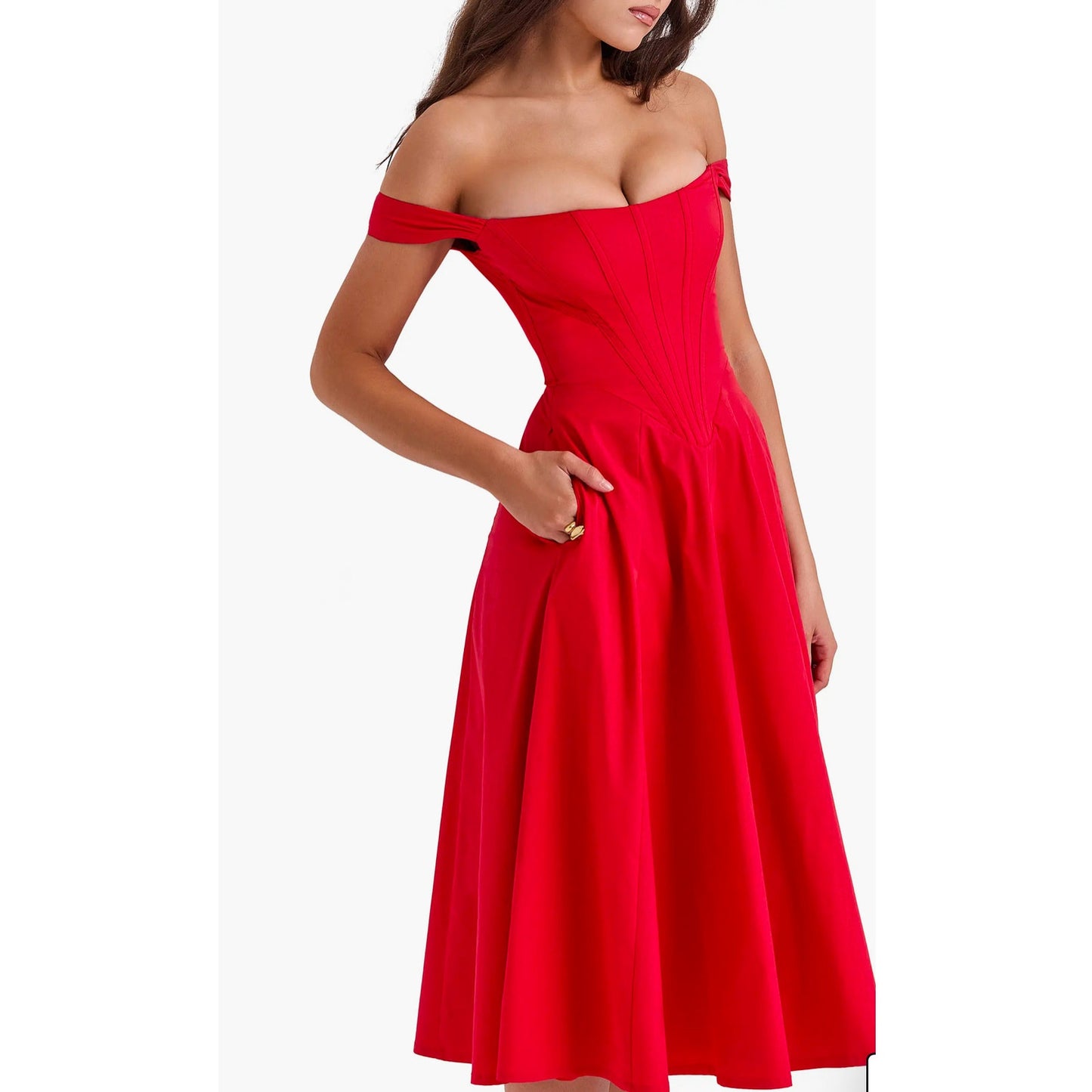 House of CB Saira Floral Lace-Up Corset Cocktail Dress
