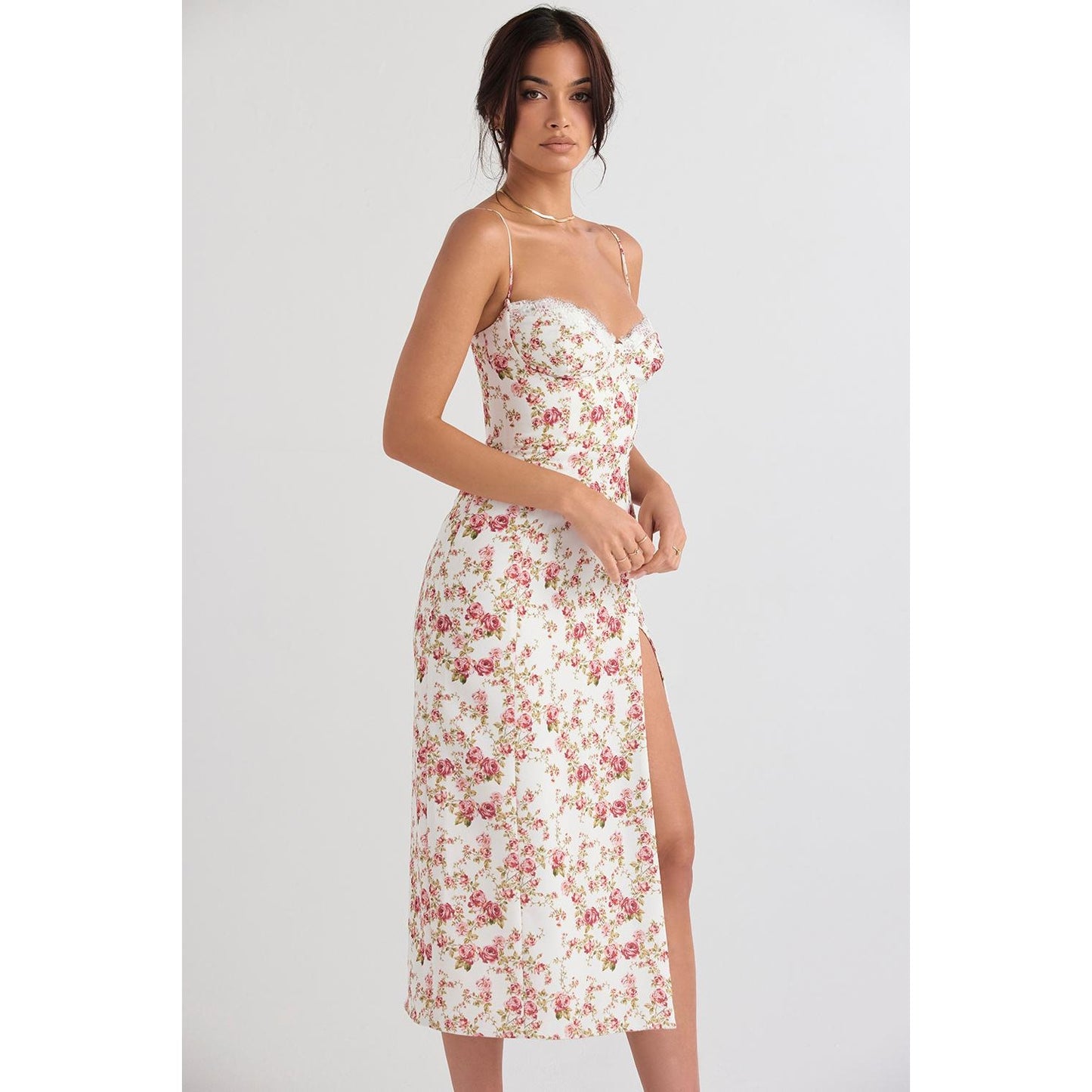 House of CB Charlotte Rose Print Corset Midi Sundress