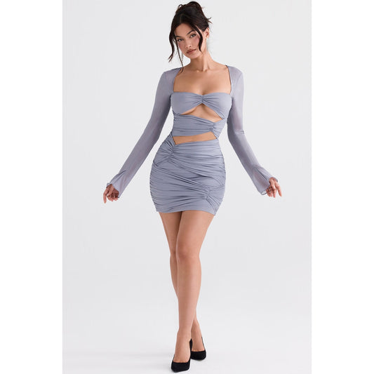 Camille dove grey real silk mini dress NWOT Authentic