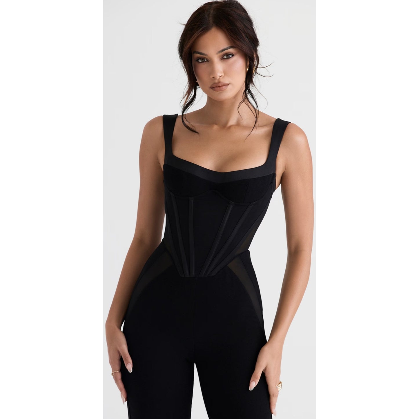MYLENE BLACK CORSET JUMPSUIT