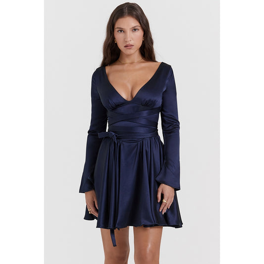 House of CB Dominique  Navy Plunge Mini Dress