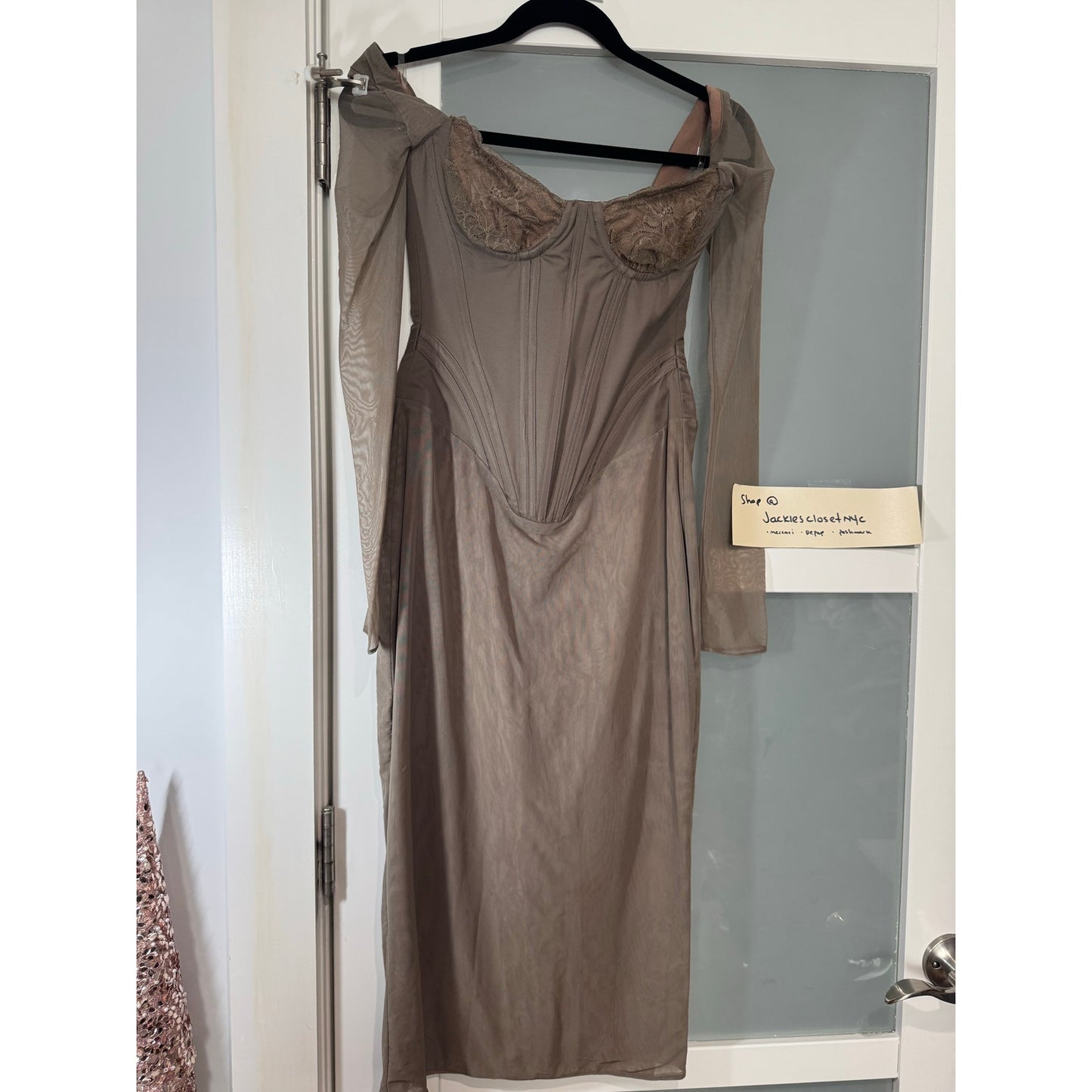 SAFRAN Mocha Corset Midi Dress