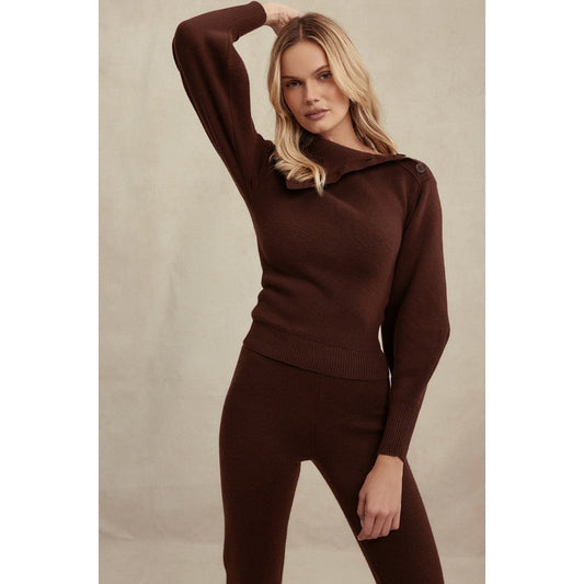 House of CB ADELITA Chocolate Cashmere Blend Sweater