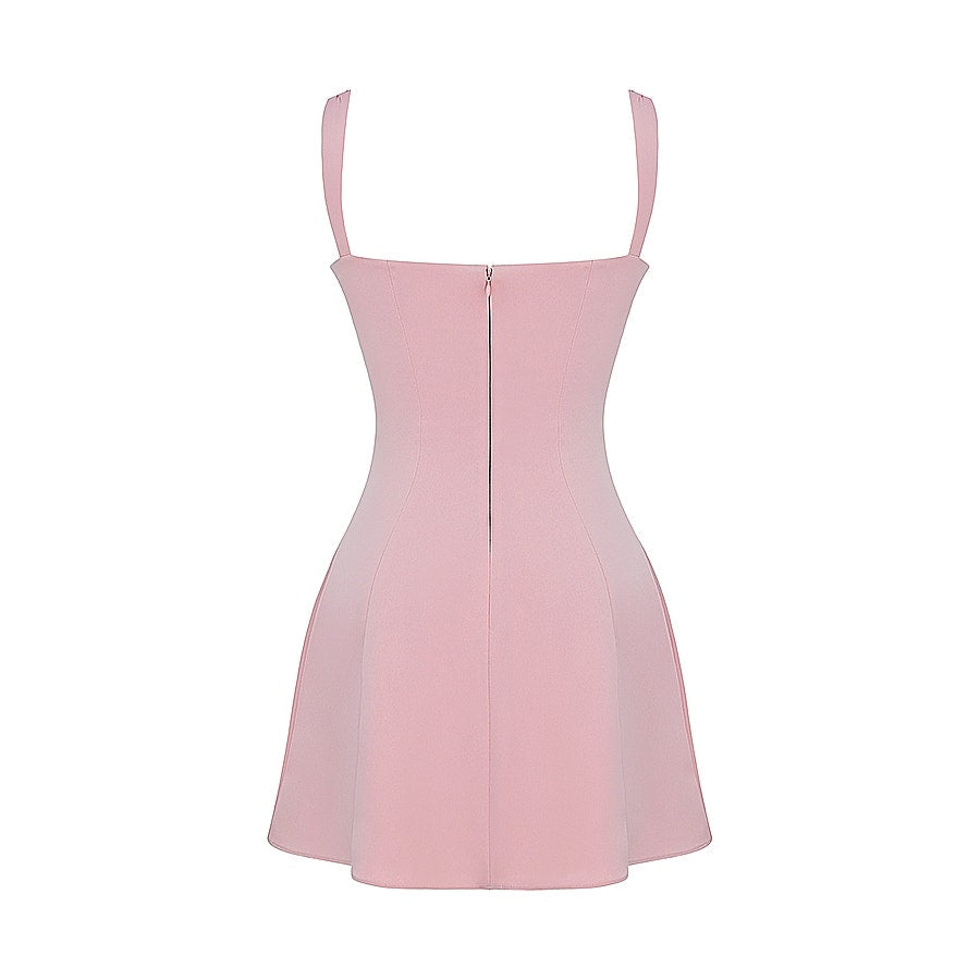 House of CB Adriana rose satin and lace mini dress