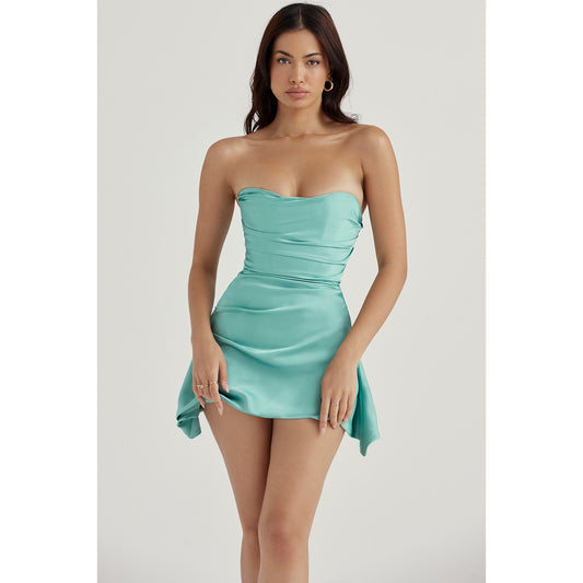 House of CB Jasmine Jade Draped Strapless Corset Dress