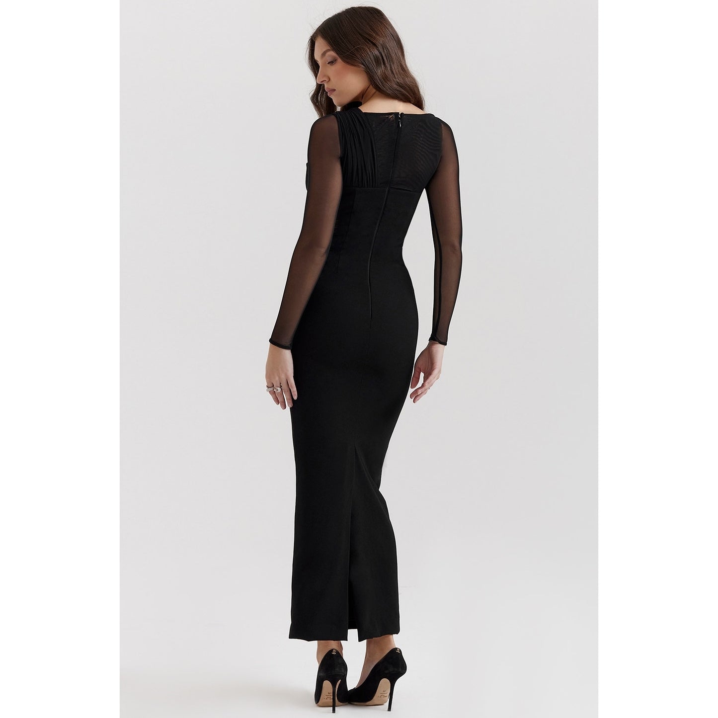 House of CB Zahra Black Plunge Maxi Dress