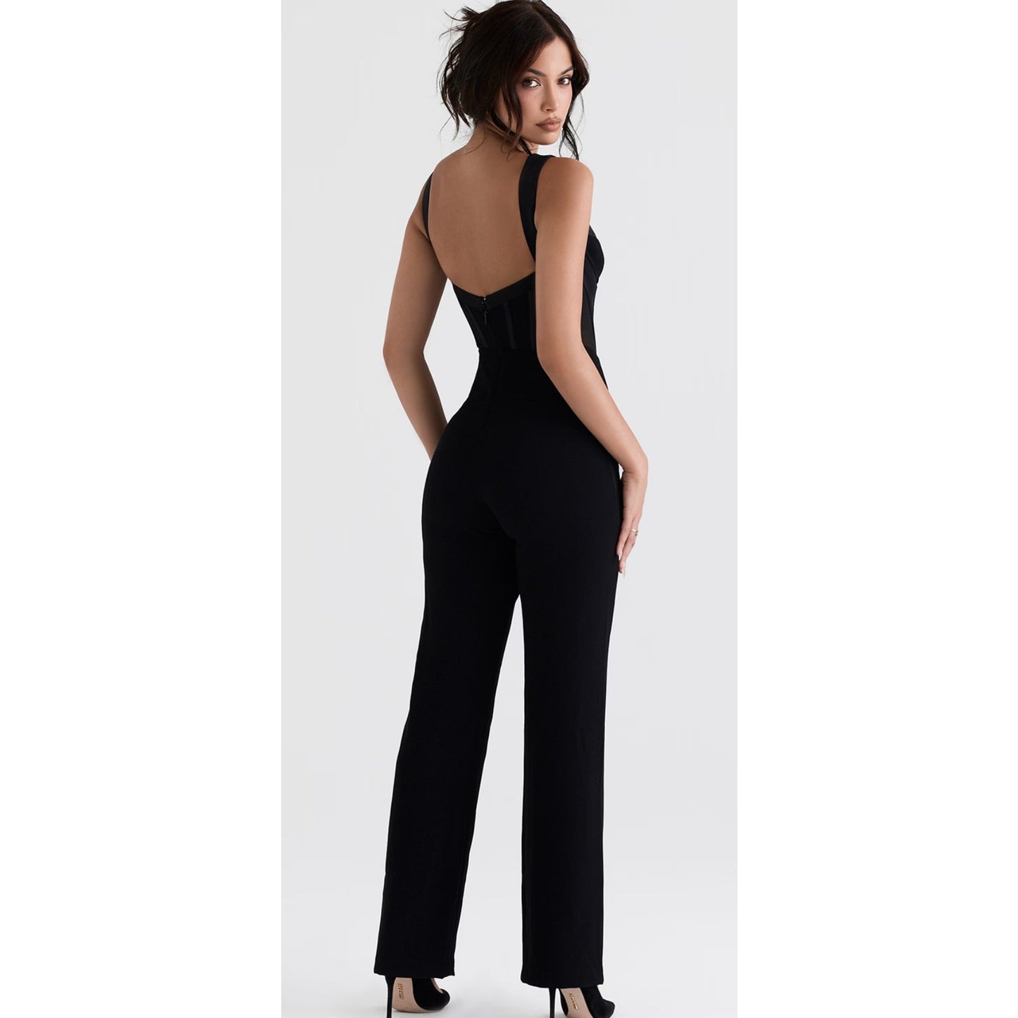 MYLENE BLACK CORSET JUMPSUIT