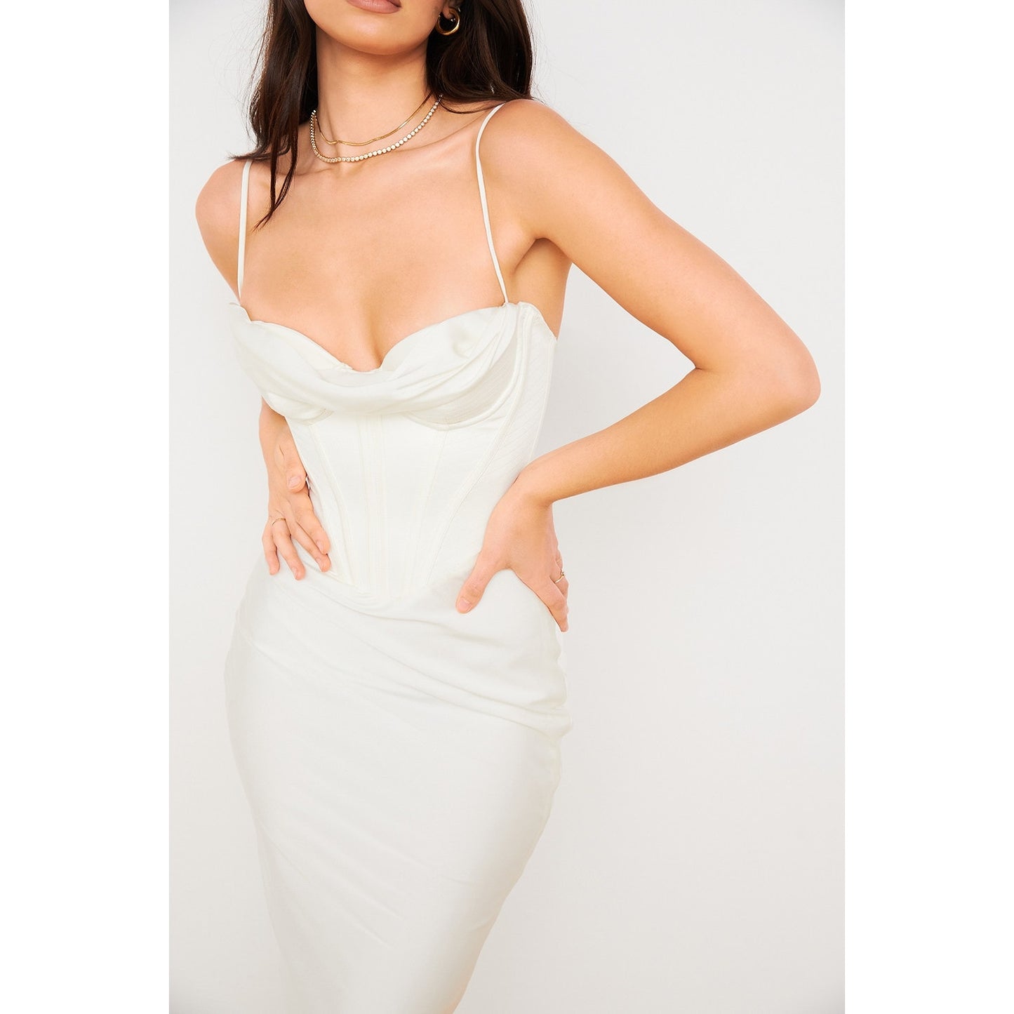House of CB Myrna Ivory Corset Slip Dress