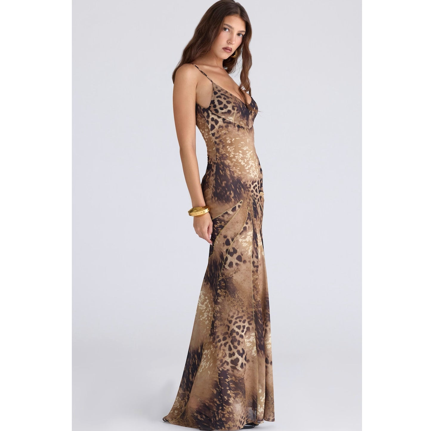 House of CB Sacha Leopard Print Georgette Maxi Dress