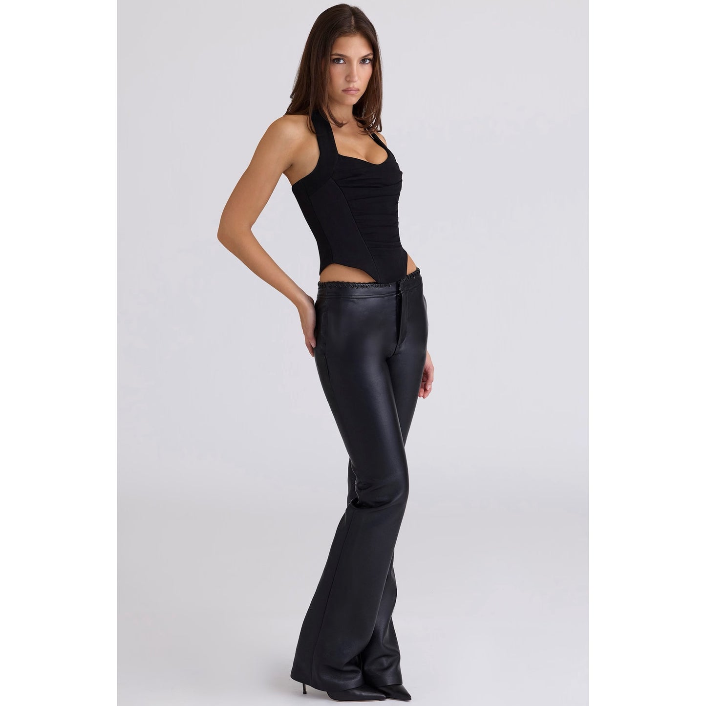 House of CB Sahar black sculpting halter neck corset top