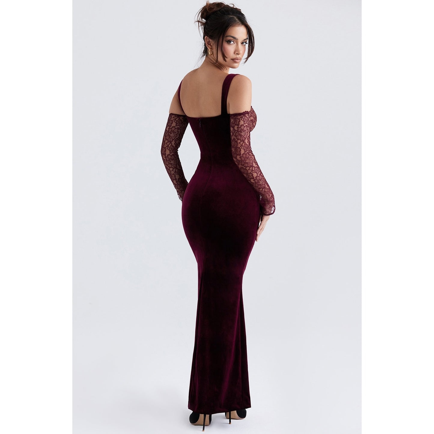 House of CB IVY Black Cherry Velvet Maxi Dress