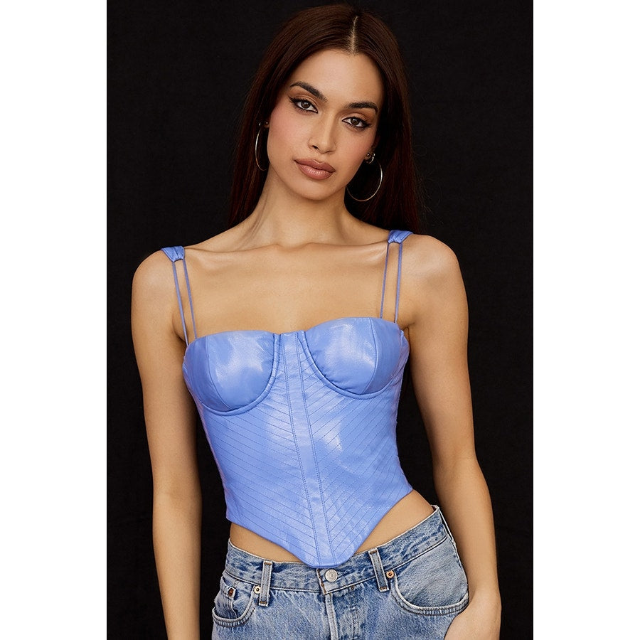 House of CB Melissa cornflower blue vegan leather corset
