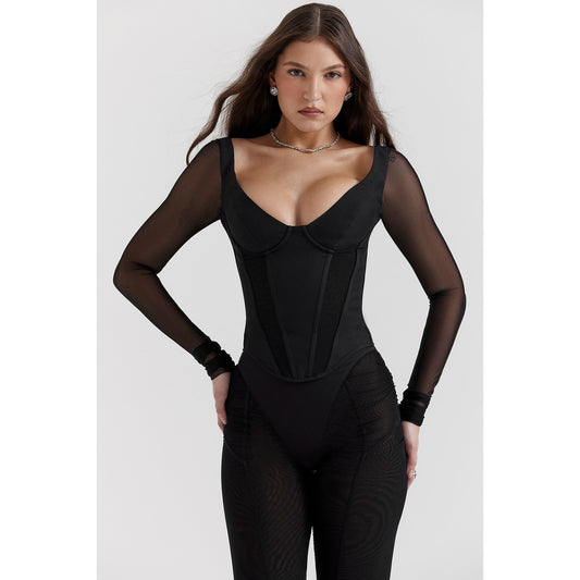 House of CB Araminta black long sleeve corset
