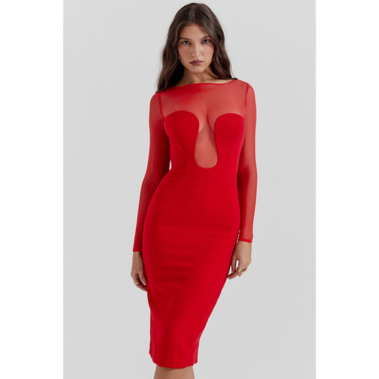 House of CB Darcy Scarlet Plunge Midi Dress