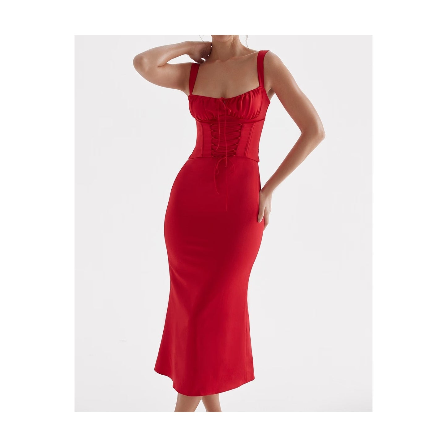 Valencia red rose corset dress - NWOT