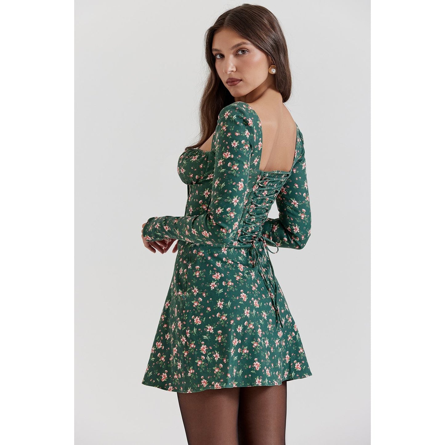 House of CB MALIKA Green Floral Corset Mini Dress