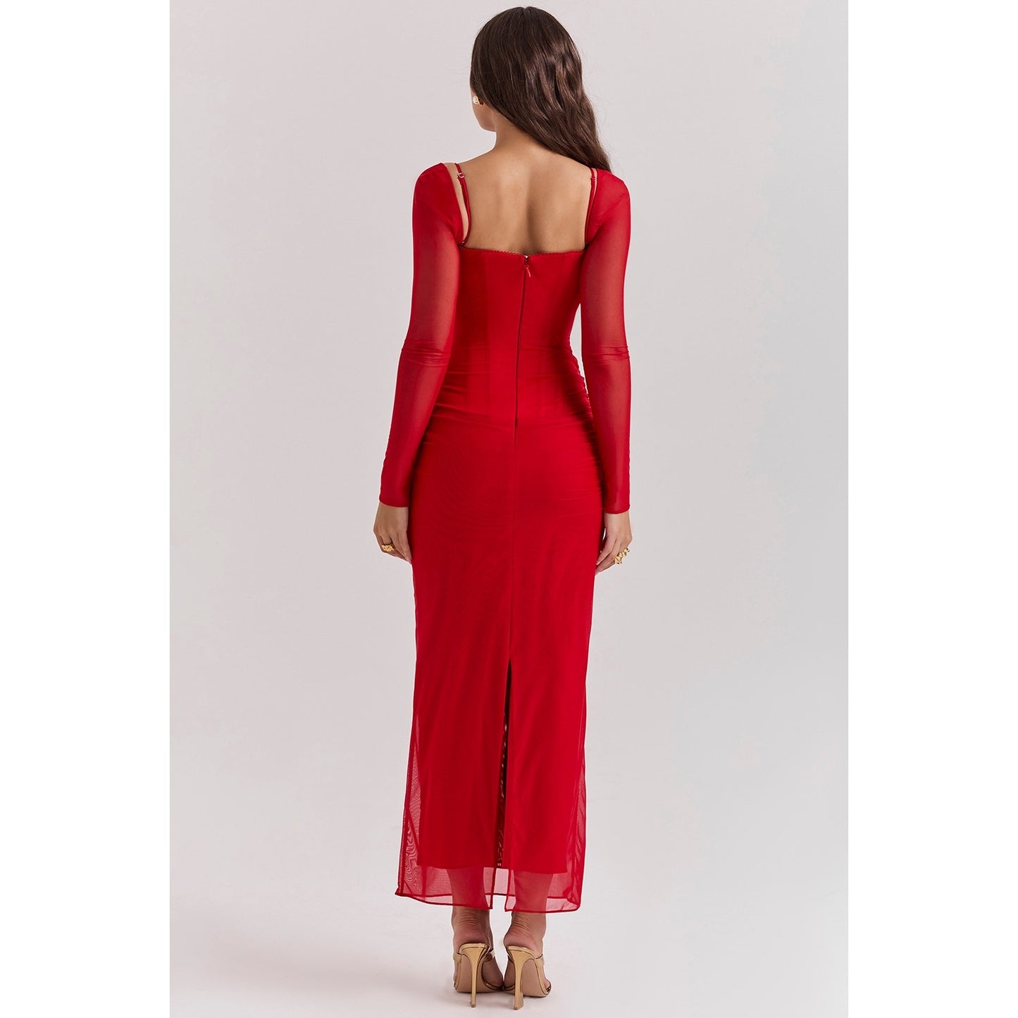 House of CB Katarina Scarlet Long Sleeve Maxi Dress