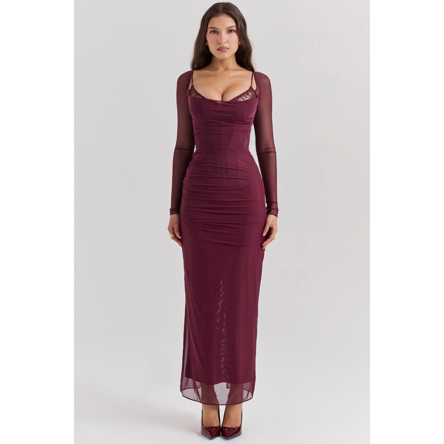 House of CB Katarina wine maxi dress