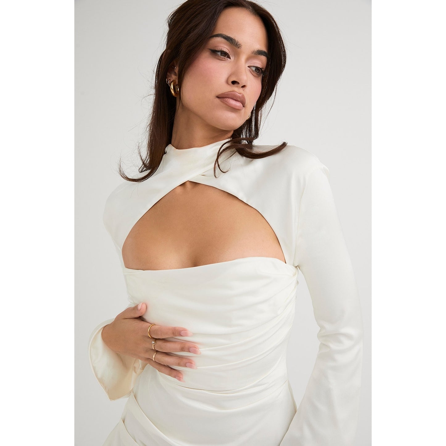 House of CB Toira Ivory Draped Corset Dress