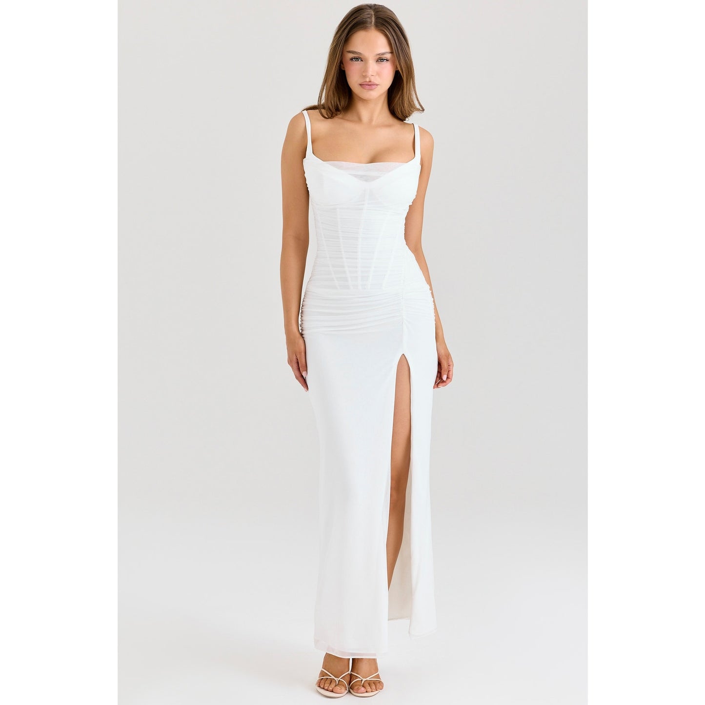 House of CB Lini White Mesh Maxi Dress