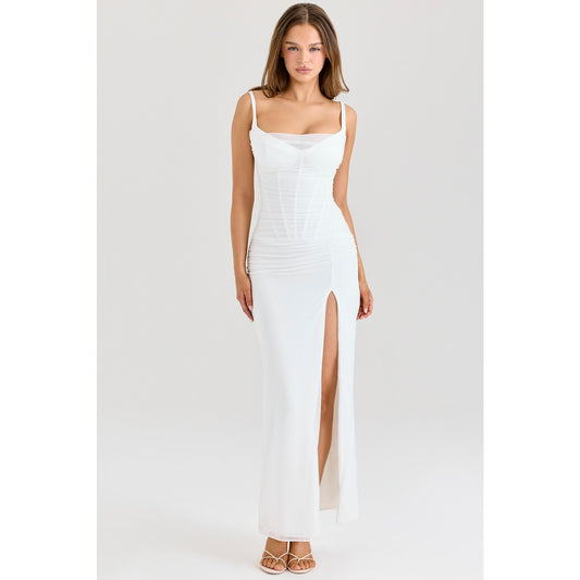 House of CB Lini White Mesh Maxi Dress