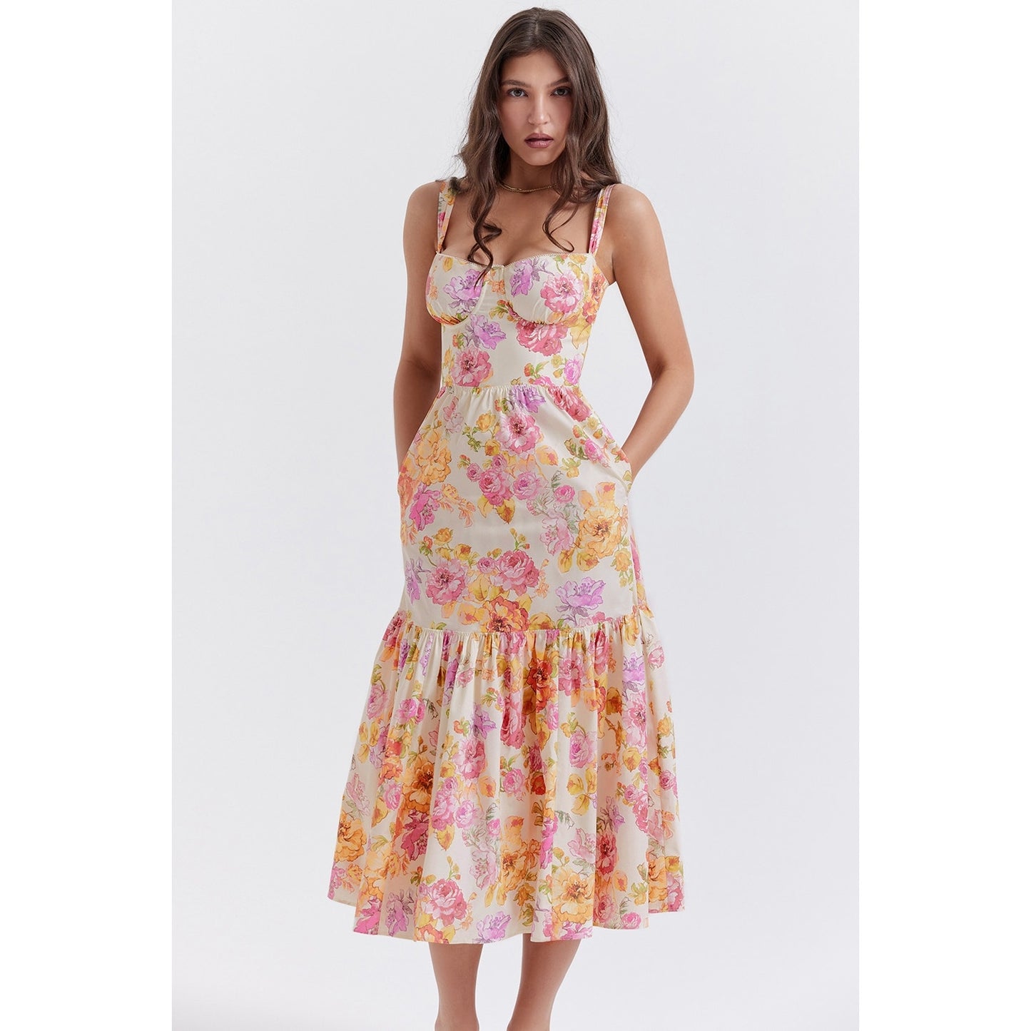 House of CB Elia ivory floral midi sundress