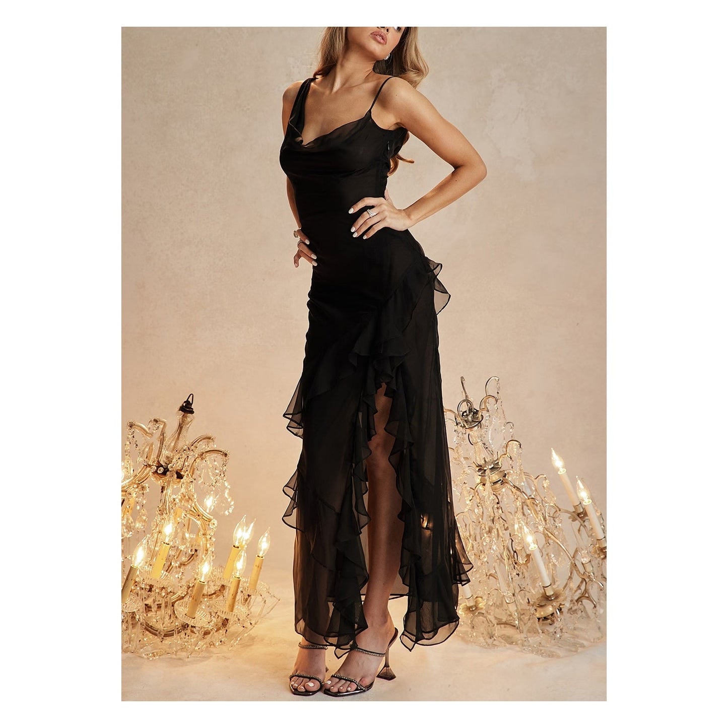Malila black ruffle maxi dress Authentic