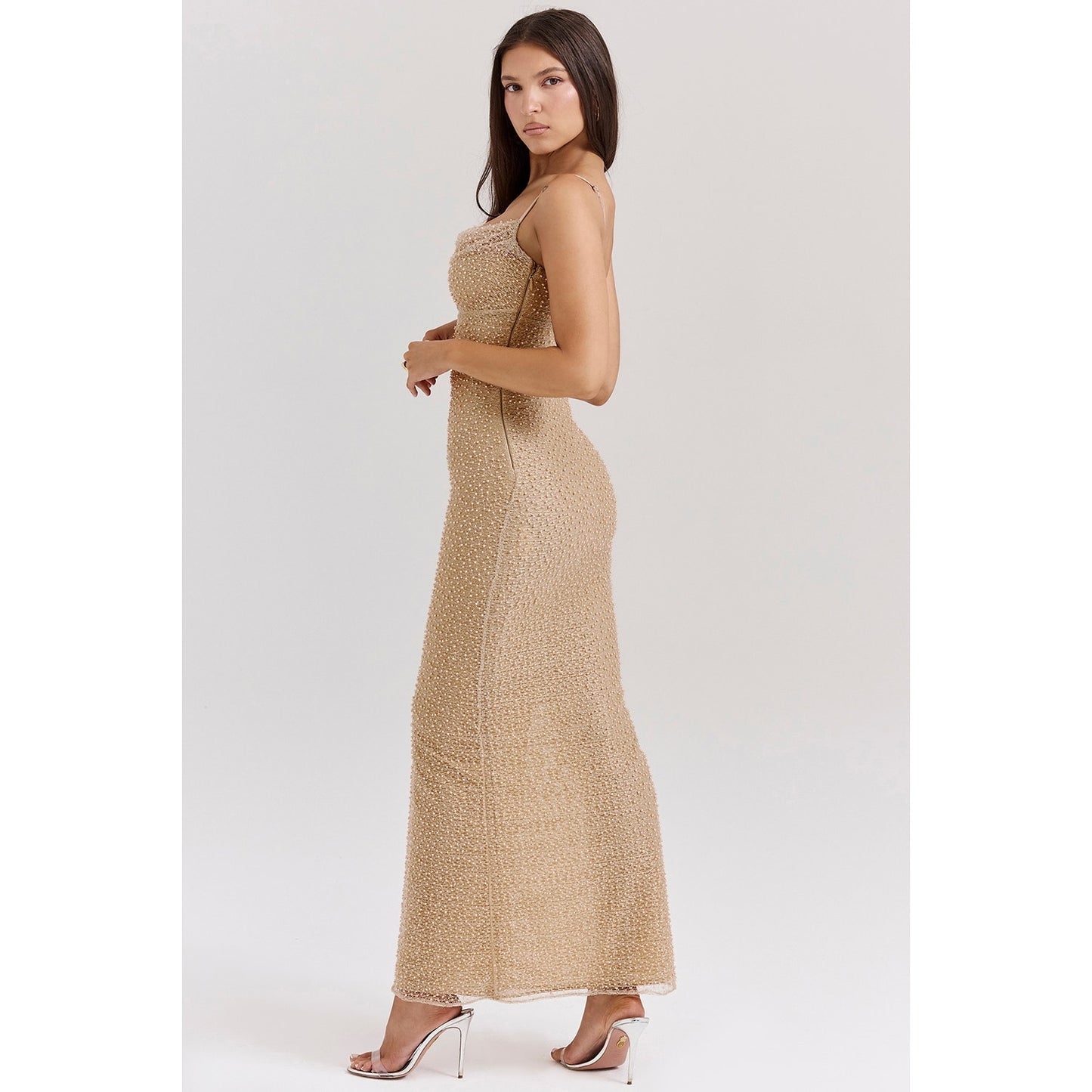 House of CB Calla seapearl embellished maxi dress
