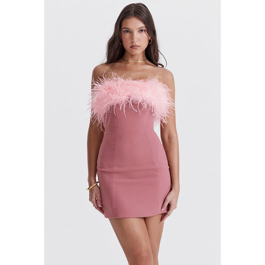 House of CB Alexa warm pink mini dress