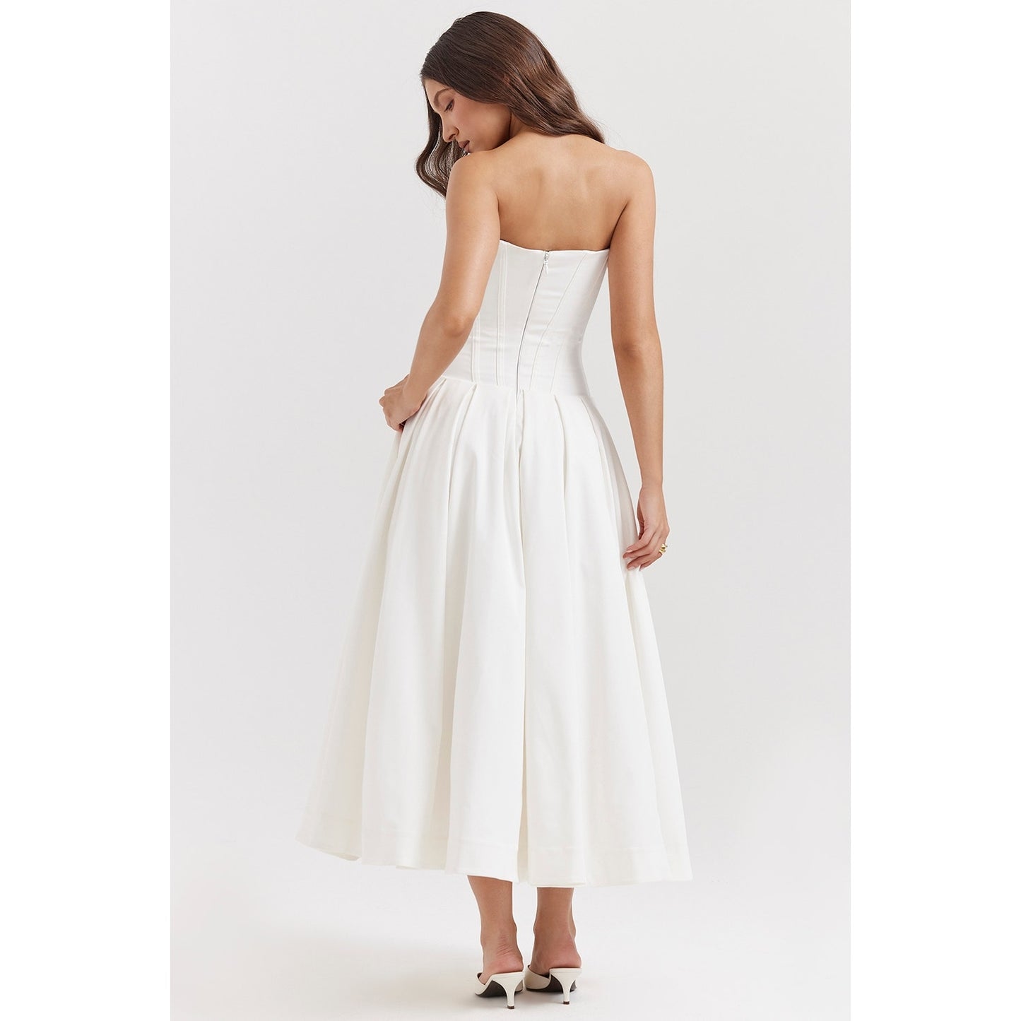 House of CB Lady White Strapless Midi Dress