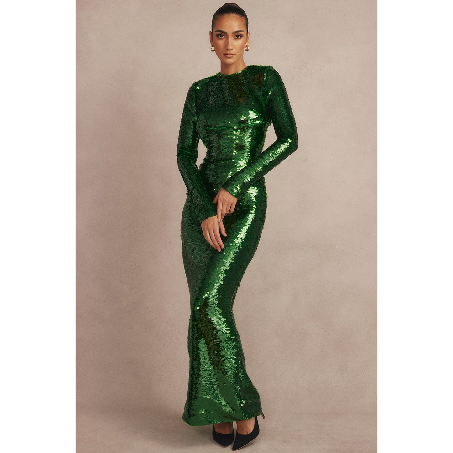 Belle pine green sequin maxi dress Authentic House of CB