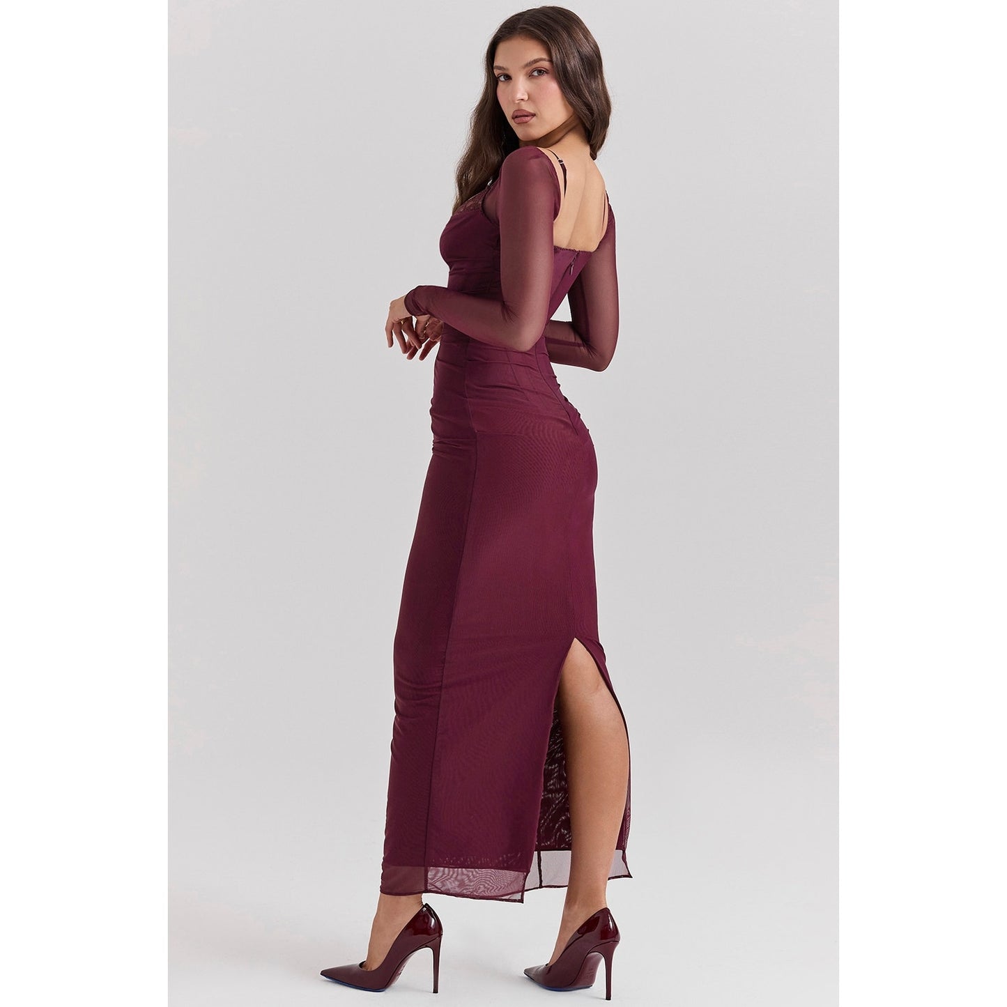 House of CB Katarina wine maxi dress
