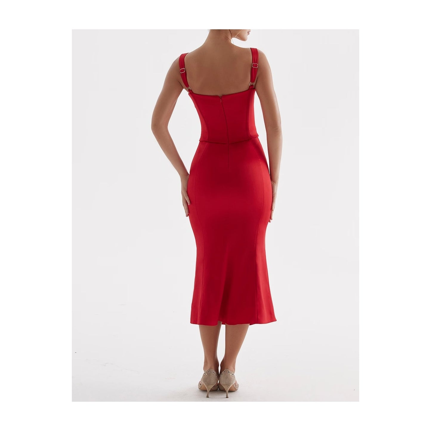 Valencia red rose corset dress - NWOT