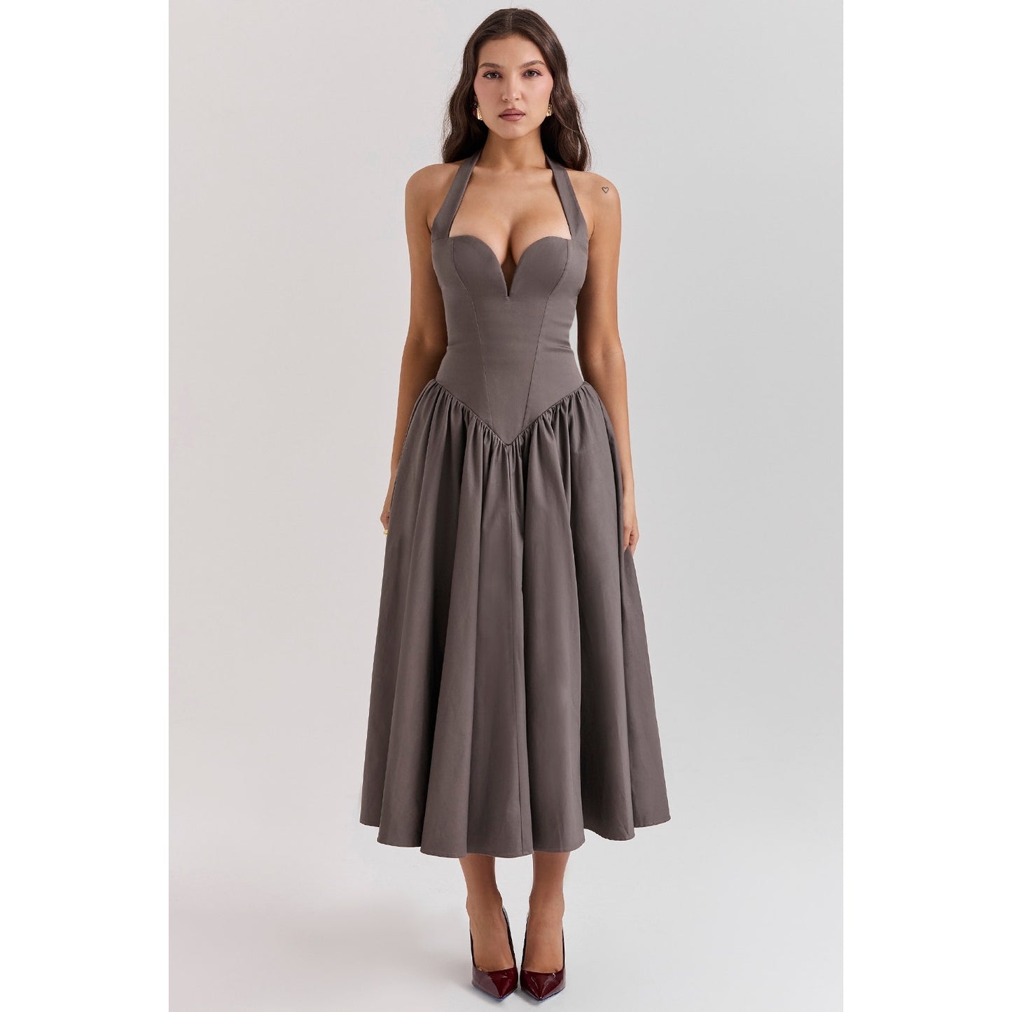 House of CB Coquette Smoke Halter Midi Dress