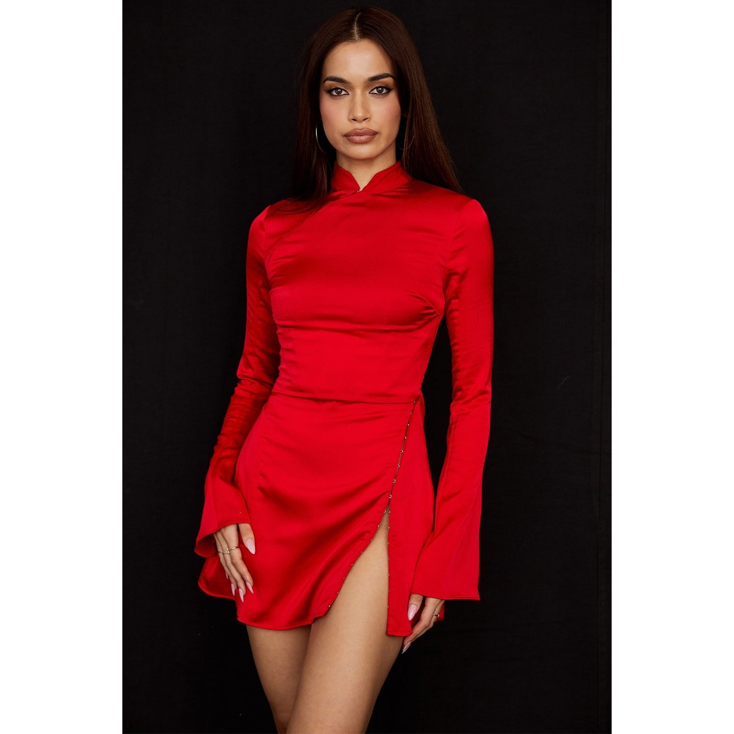 House of CB Alyssa scarlet satin mini dress