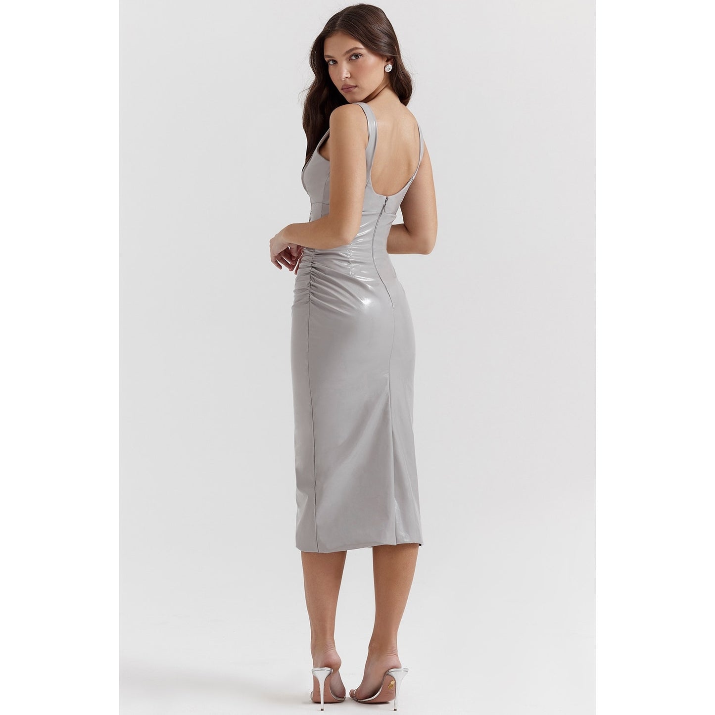 House of CB Madeleine Violet Ice Vinyl Midi Dress