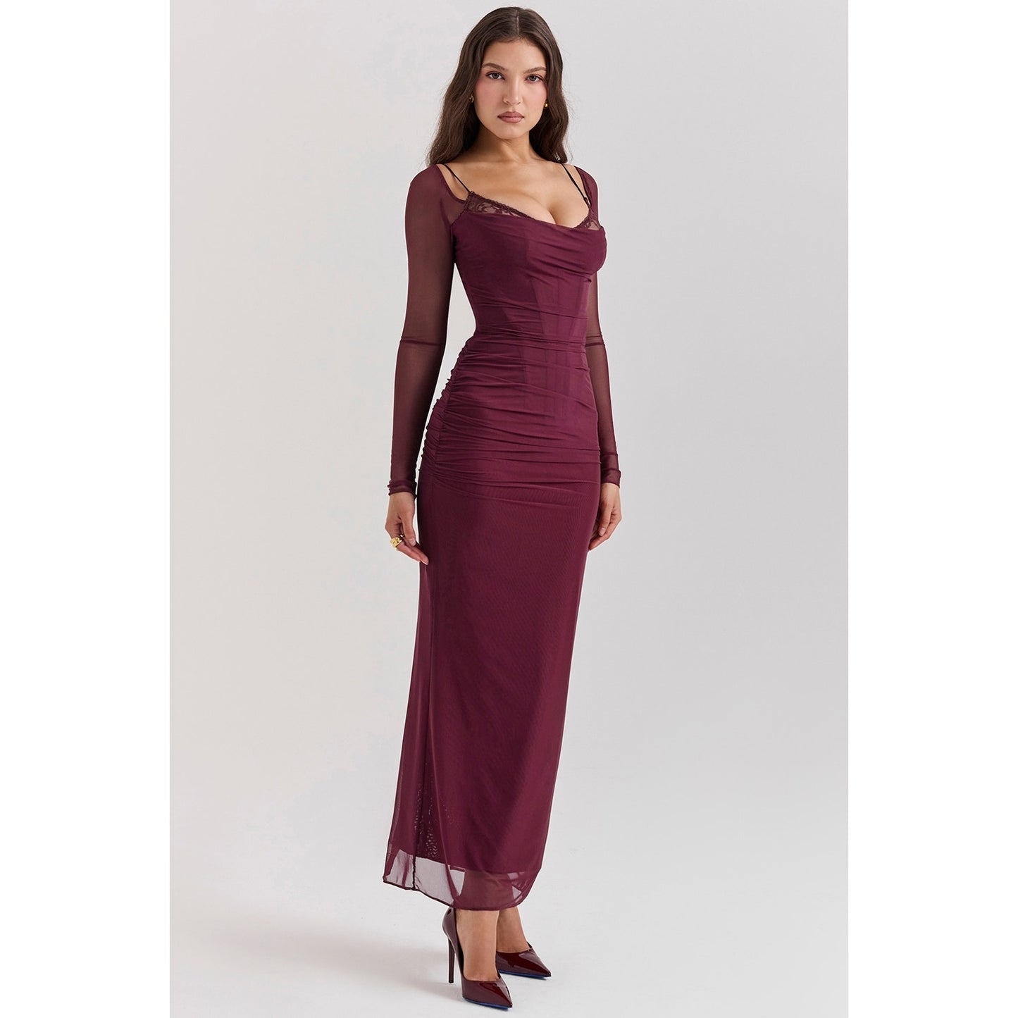 House of CB Katarina wine maxi dress