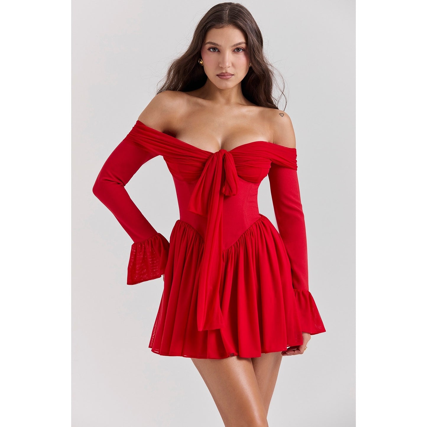 House of CB Alana Scarlet Off Shoulder Dress