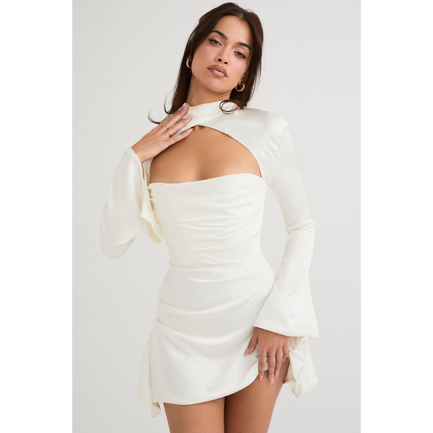 House of CB Toira Ivory Draped Corset Dress