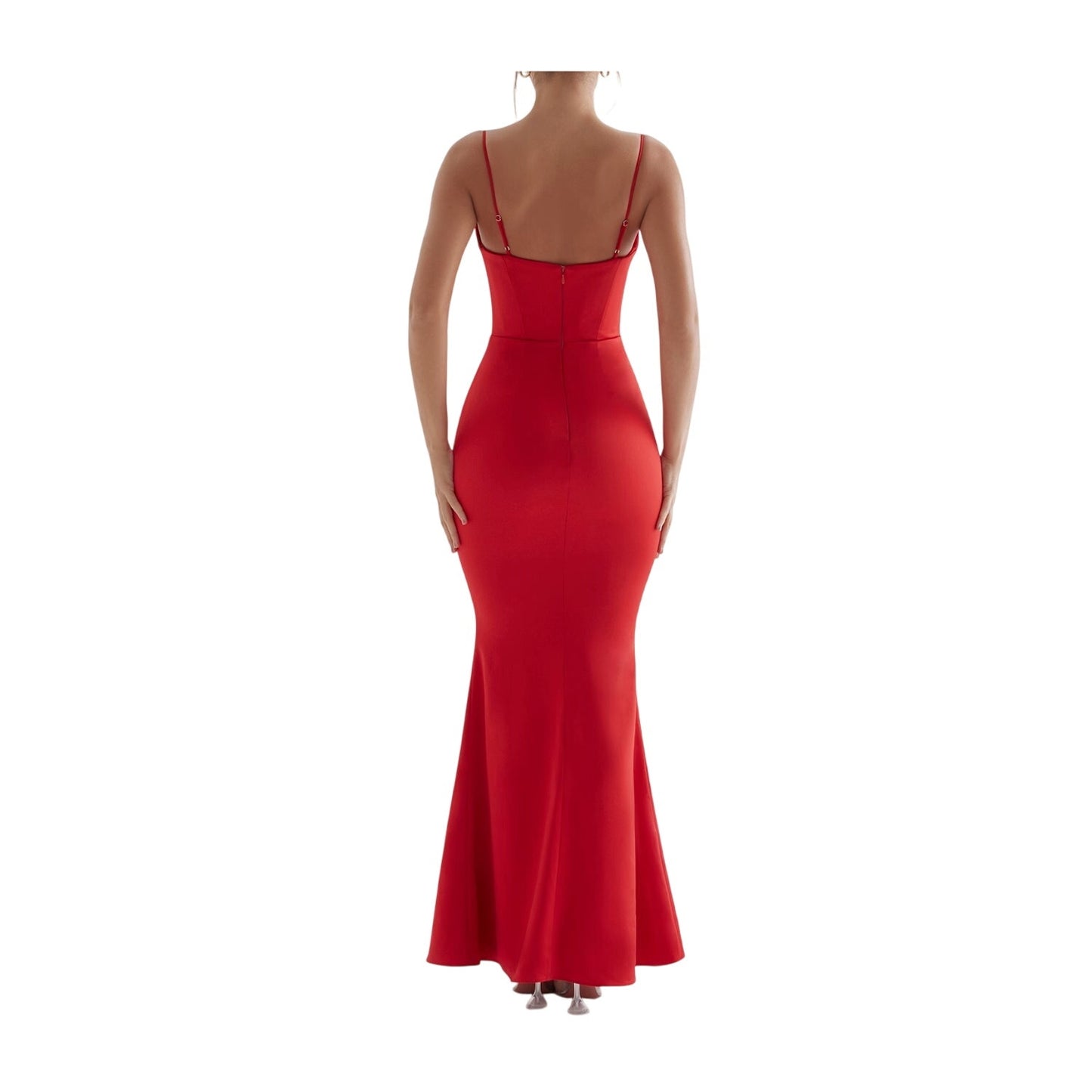Olivette red rose satin corset maxi dress - NWOT