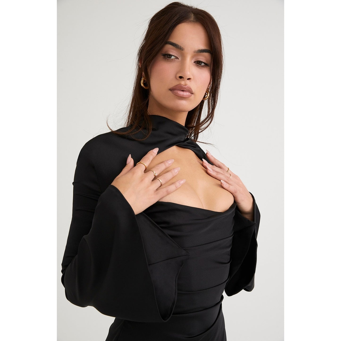 House of CB Toira Black Draped Corset Dress