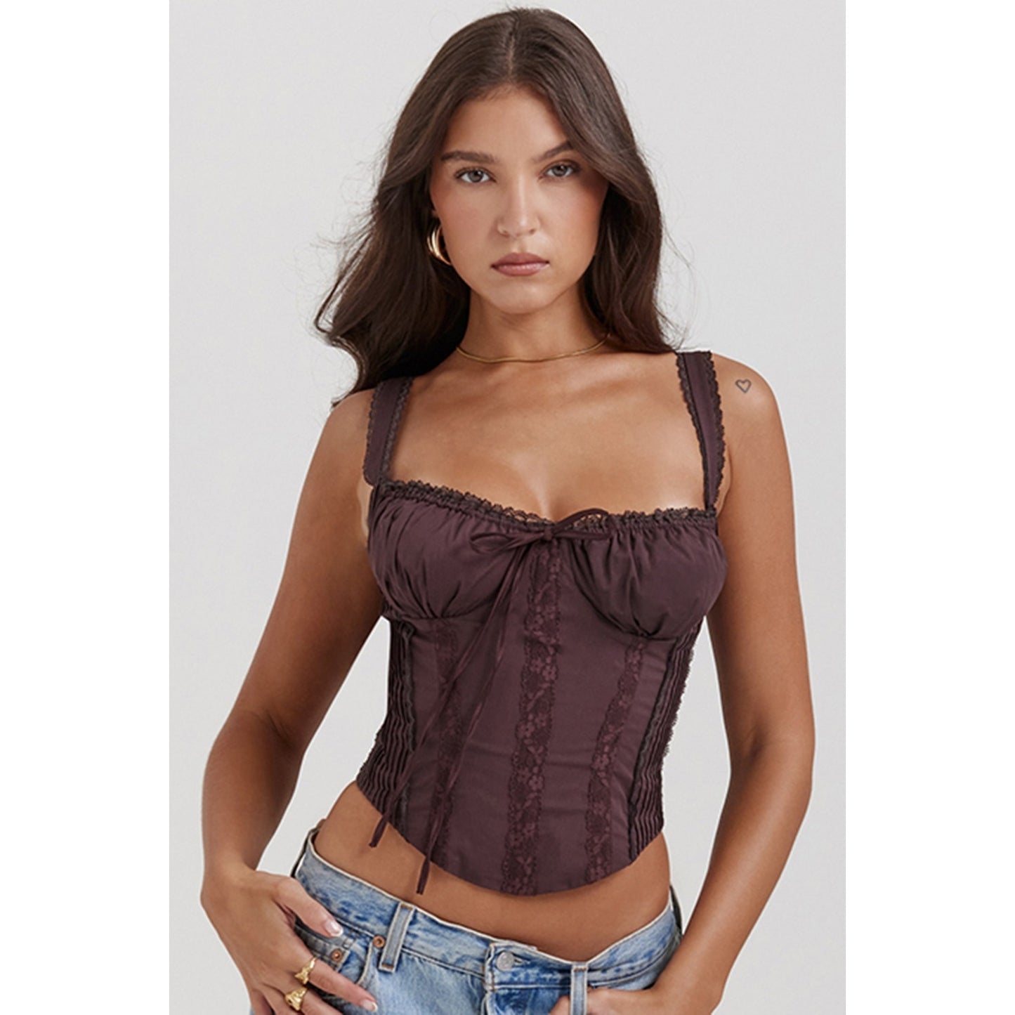 House of CB Gini rich brown lace back corset