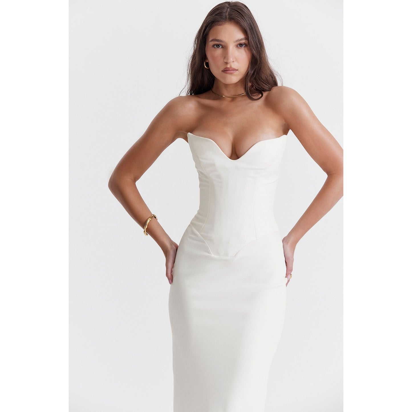 House of CB Tamara Ivory Strapless Corset Dress