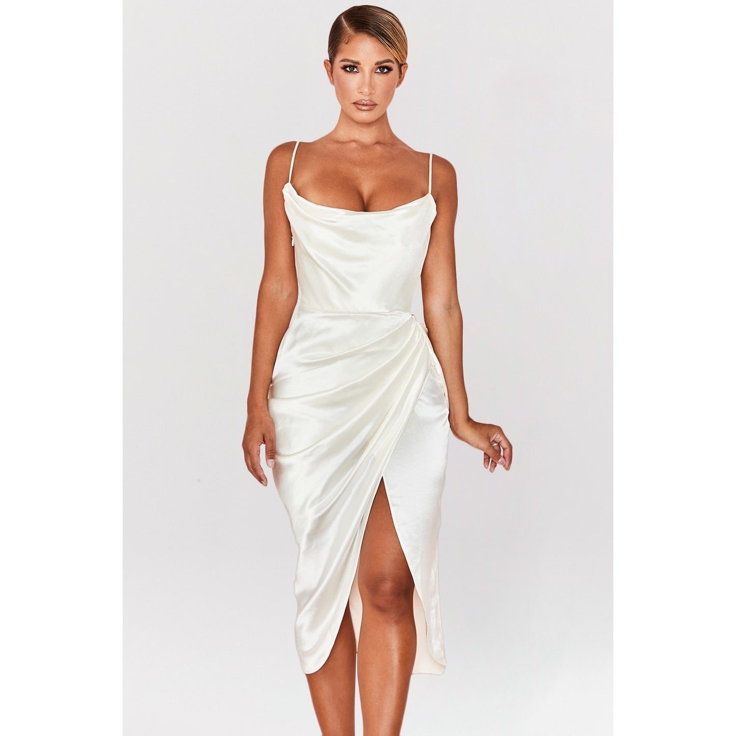 House of CB Reva Ivory Satin Balcony Corset Dress