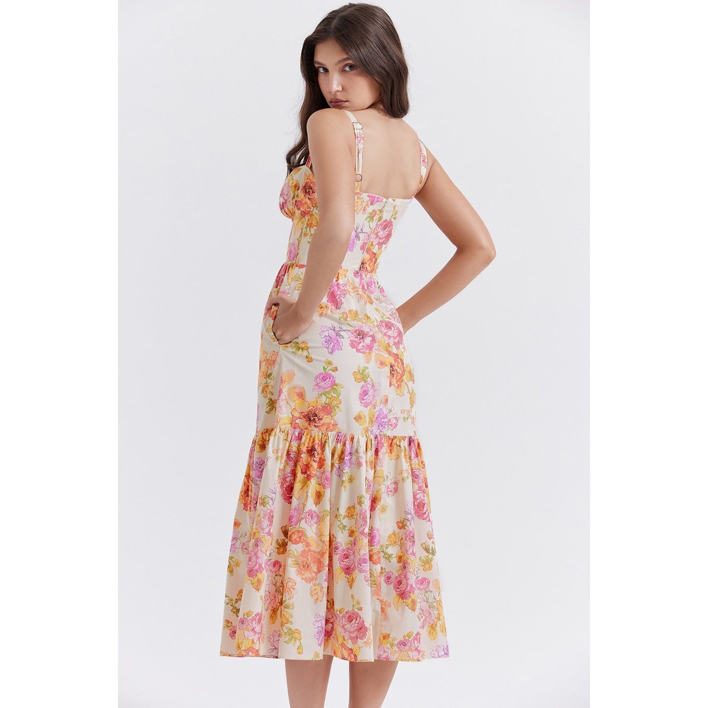 House of CB Elia ivory floral midi sundress
