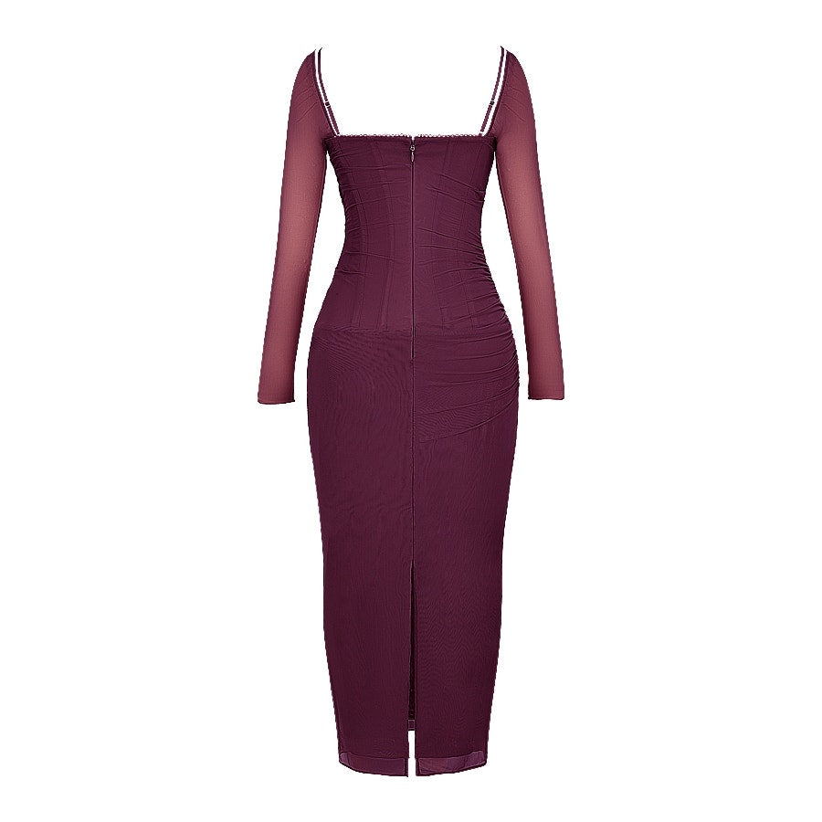 House of CB Katarina wine maxi dress