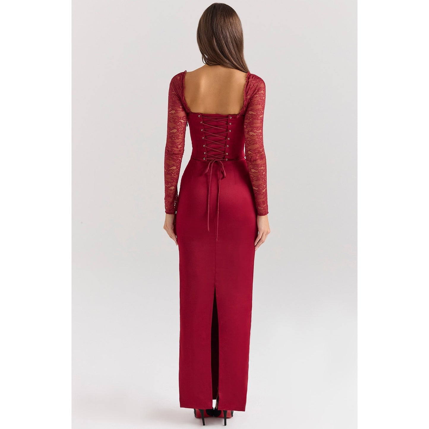 House of CB Perdi Berry Satin Maxi Dress With Corset