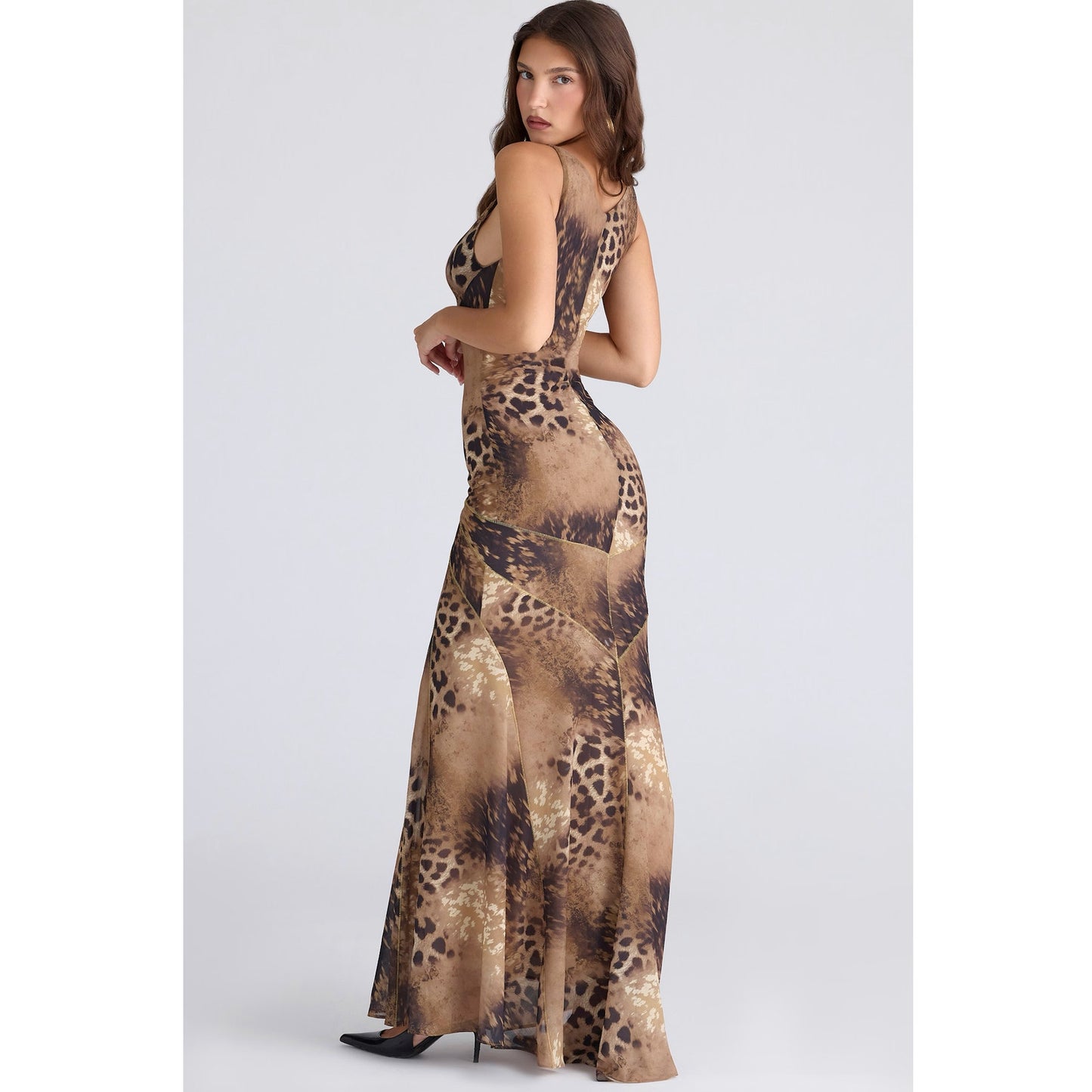 House of CB Sacha Leopard Print Georgette Maxi Dress