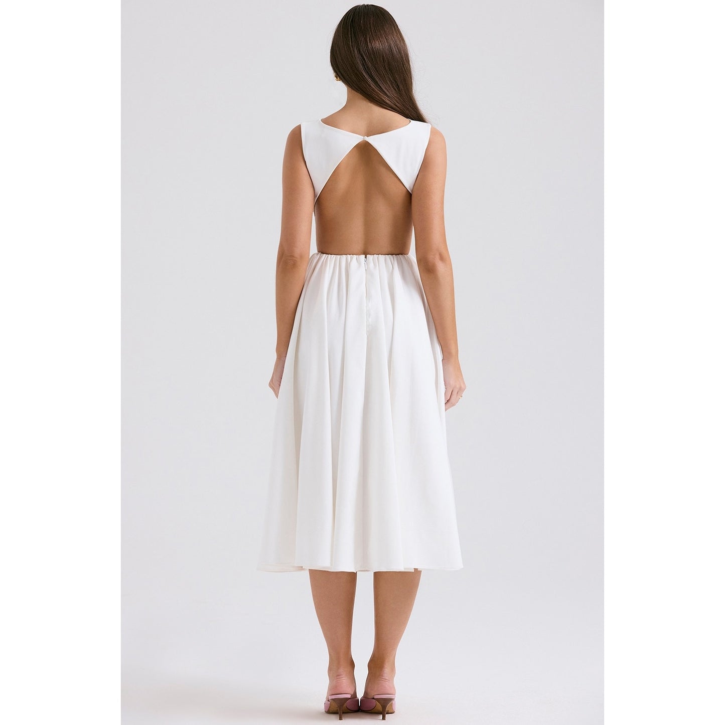 House of CB Cindy White Twill Midi Sundress