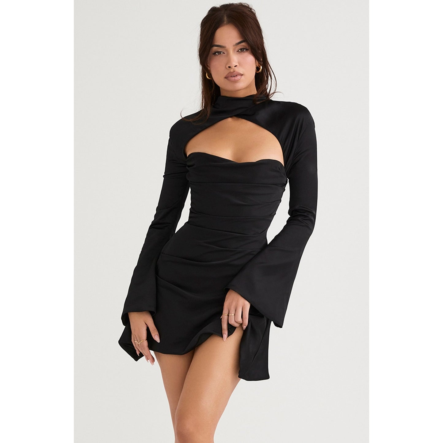 House of CB Toira Black Draped Corset Dress